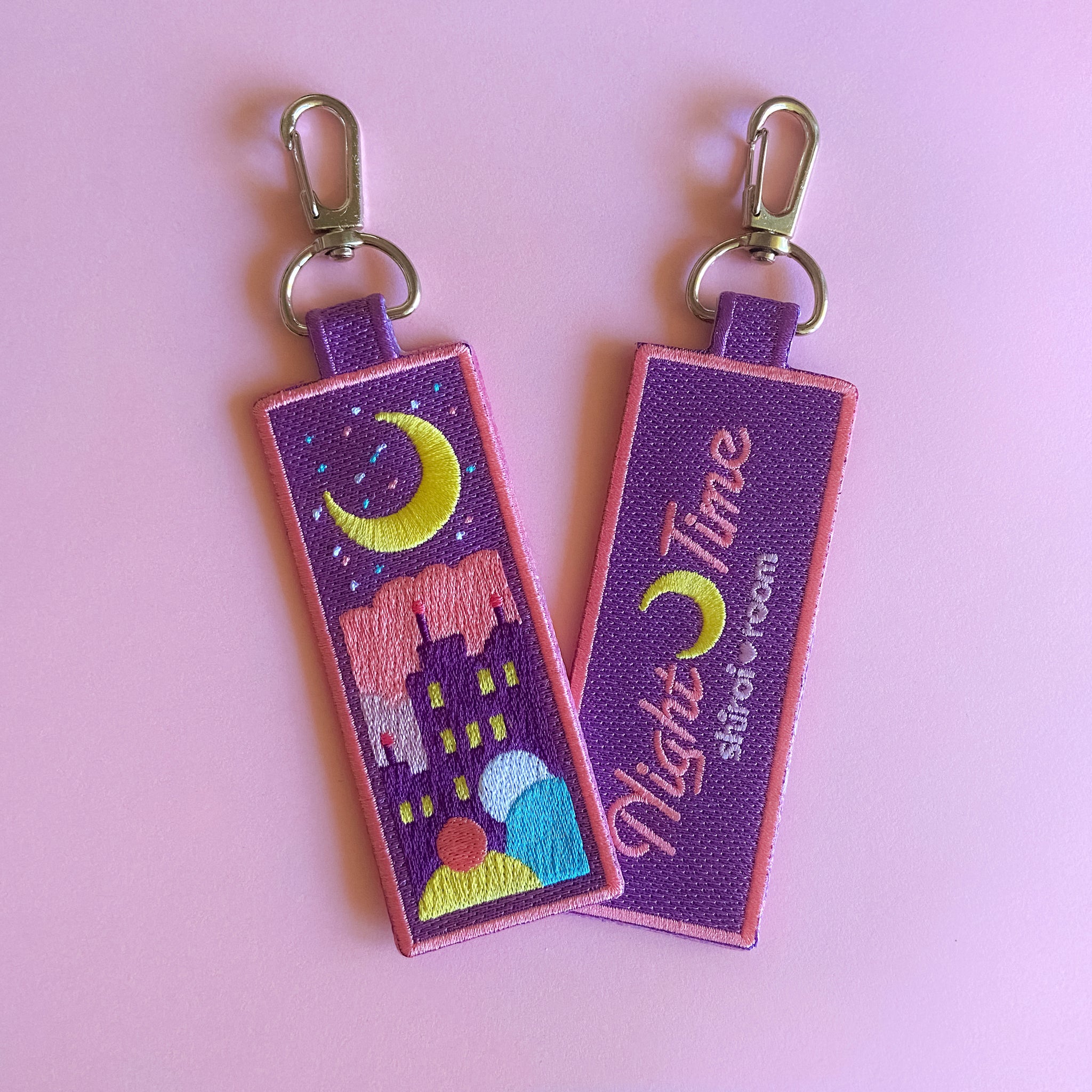 Night Time (purple) - Embroidered Keychain