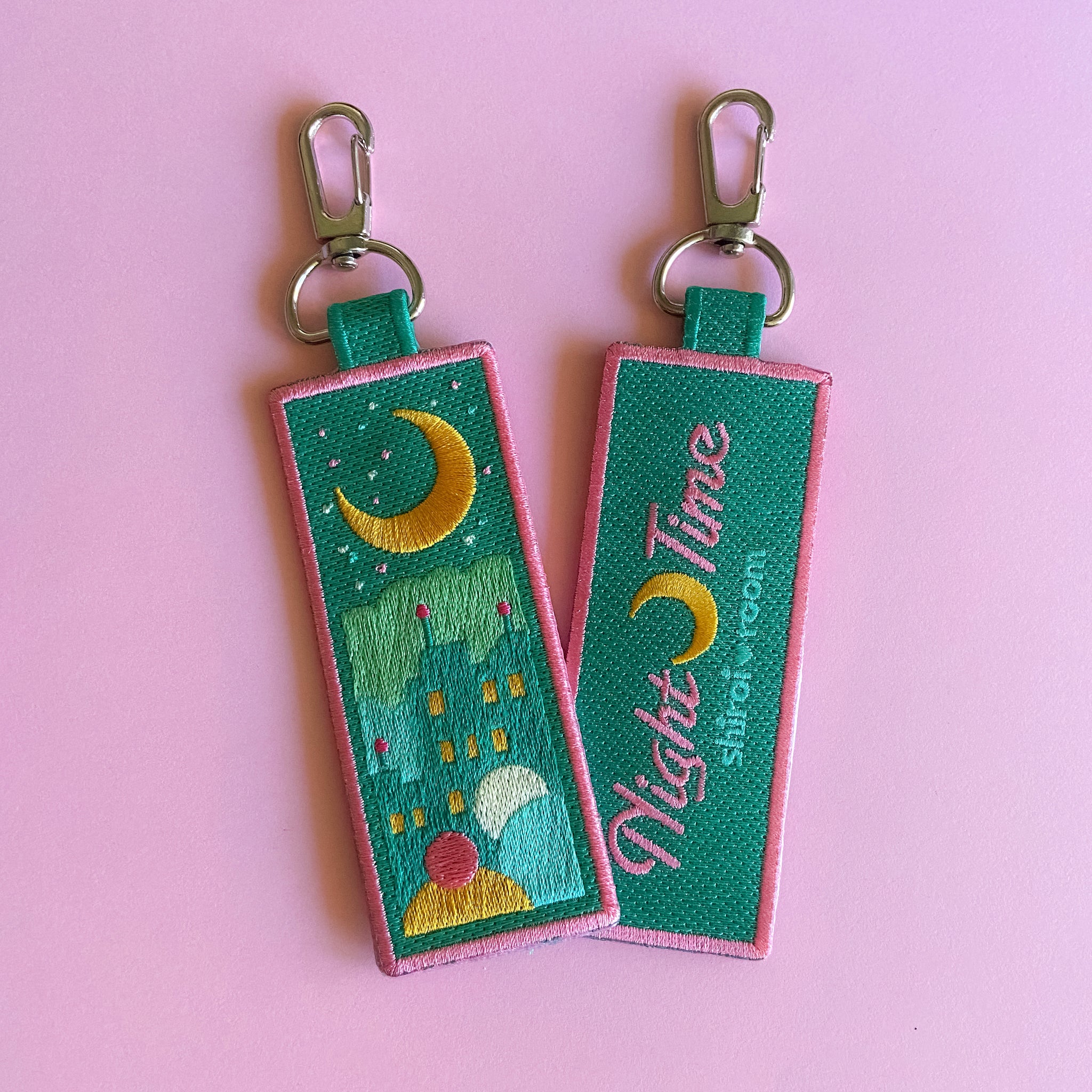 Night Time (green) - Embroidered Keychain