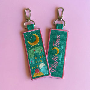 Night Time (green) - Embroidered Keychain