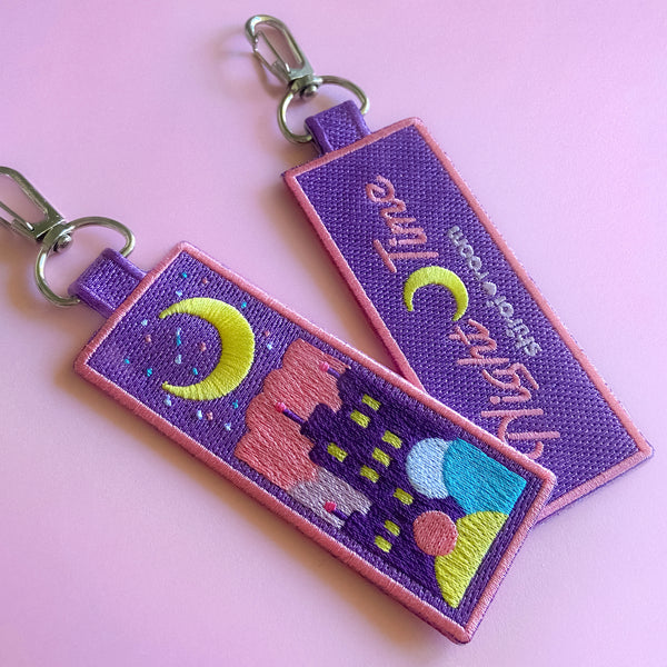 Night Time (purple) - Embroidered Keychain