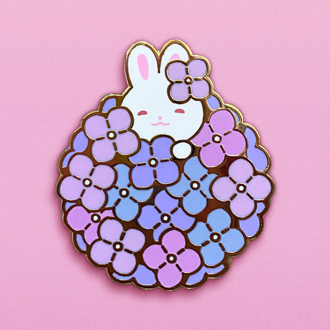 Hydrangea Bunny - Enamel Pin