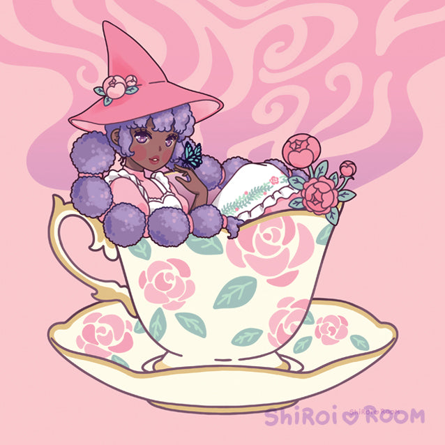 Flower Tea Witch - Square Art Print