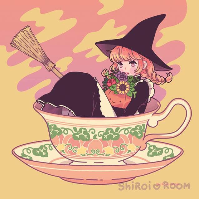 Pumpkin Tea Witch - Square Art Print